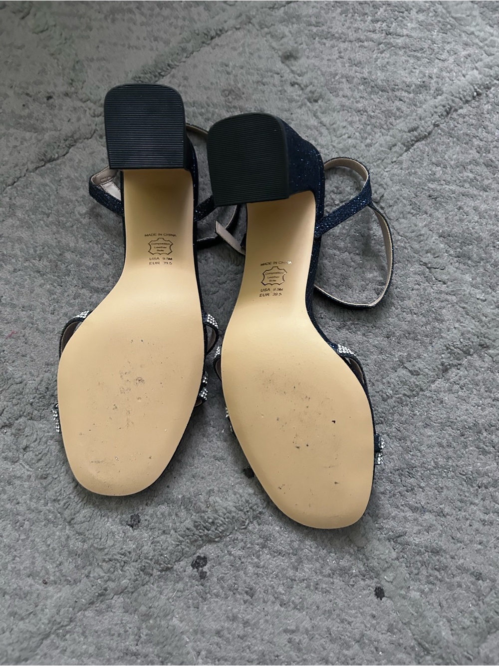 Nina Navy Crystal-Embellished Slingback Heels - Picture 2 of 3